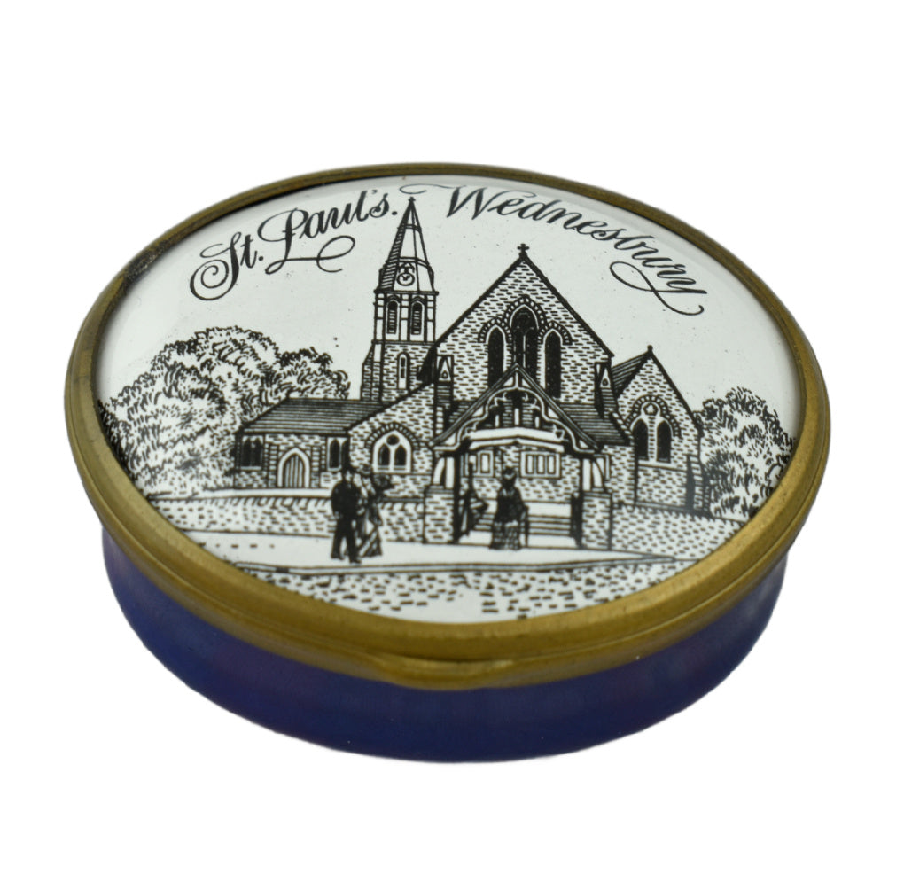 Halcyon Days Centenary of St Paul's Wednesbury Enamel Box-Enamel Boxes-Goviers