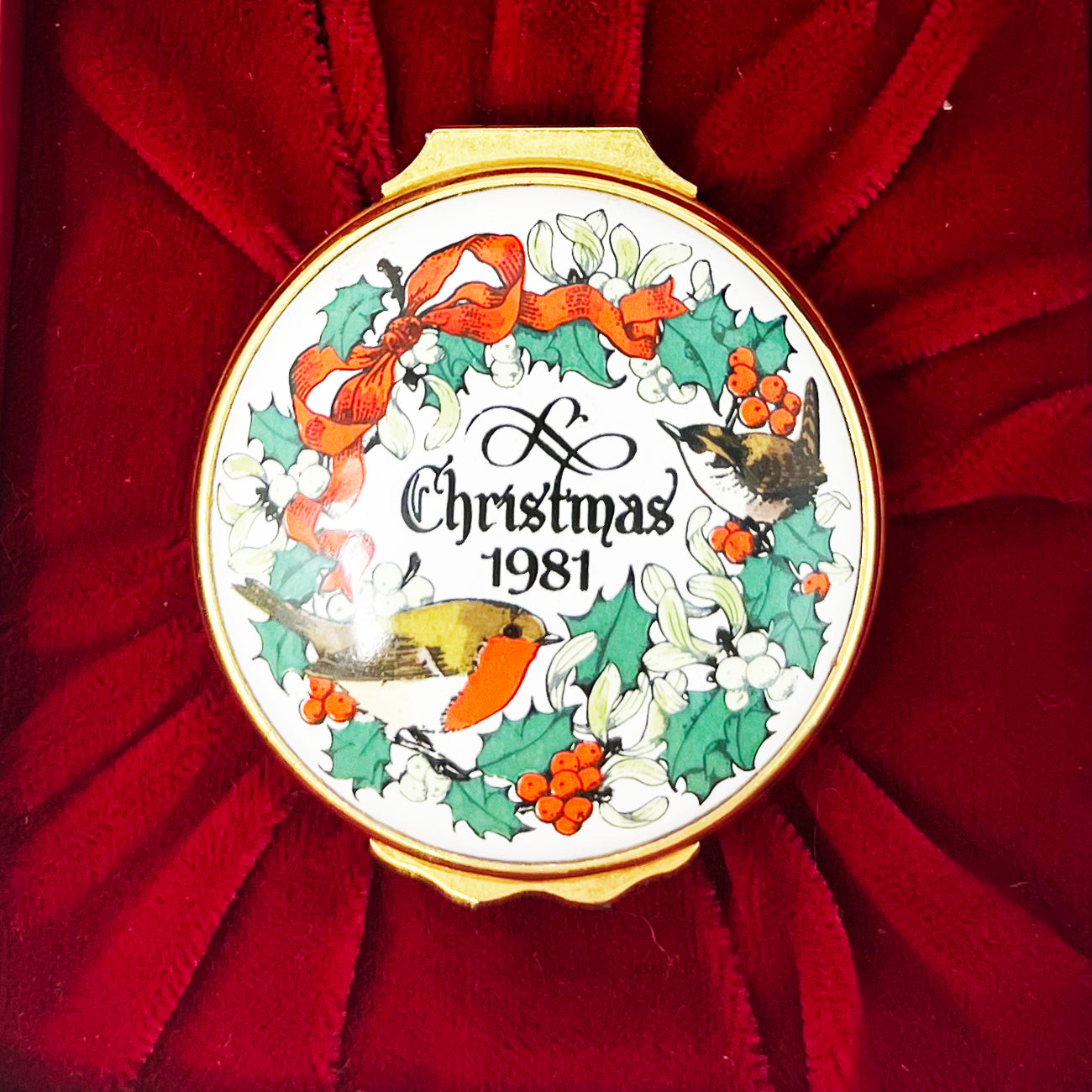 Halcyon Days Christmas 1981 Enamel Box-Enamel Boxes-Goviers