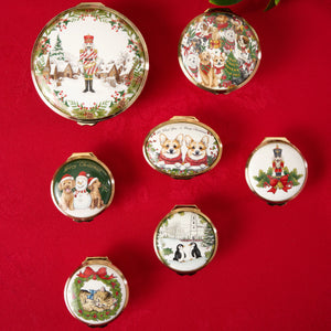 Halcyon Days Christmas Corgis Enamel Box