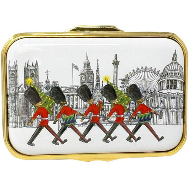 Halcyon Days Foot Guards at Christmas Enamel Box-Enamel Boxes-Goviers