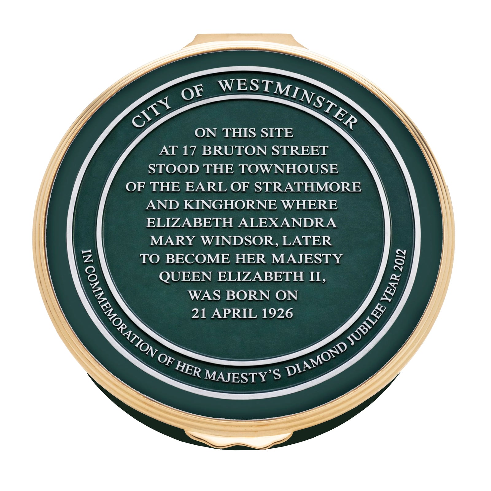 Halcyon Days Her Majesty Queen Elizabeth II - Bruton Street Enamel Box-Goviers