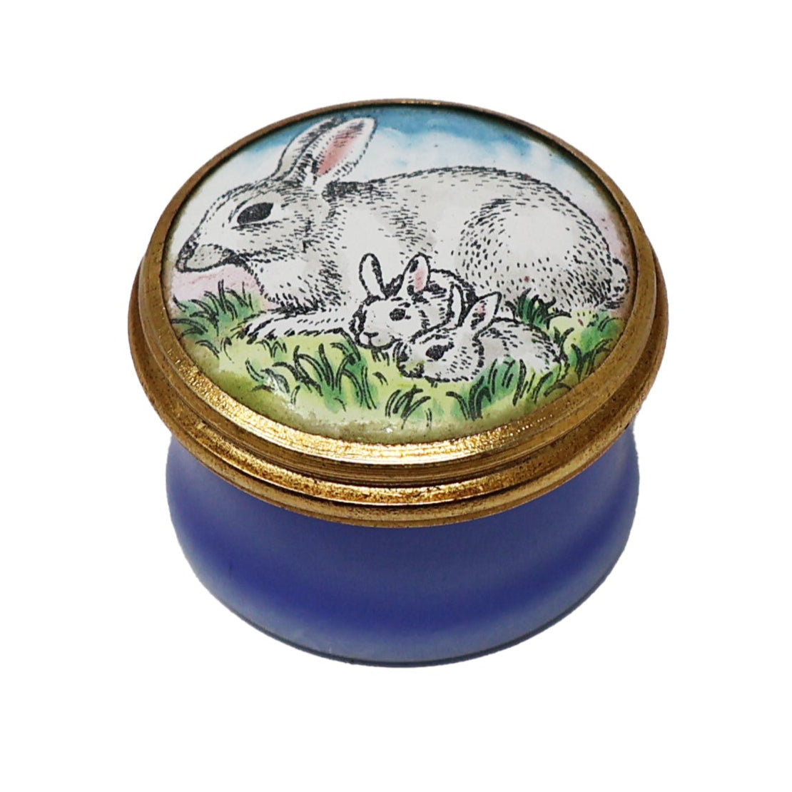Halcyon Days Rabbit Family Miniature Enamel Box-Goviers