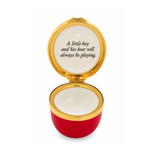 Halcyon Days Winnie-the-Pooh "A Little Boy and His Bear" Enamel Box - Deep Red-Goviers