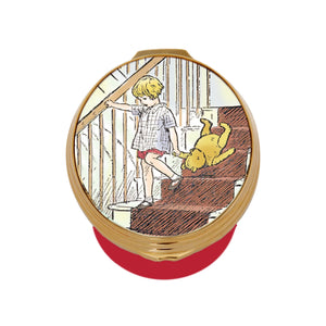 Halcyon Days Winnie-the-Pooh "A Little Boy and His Bear" Enamel Box - Deep Red-Goviers