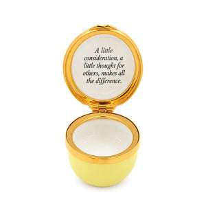 Halcyon Days Winnie-the-Pooh "A Little Consideration" Enamel Box - Daffodil Yellow-Goviers