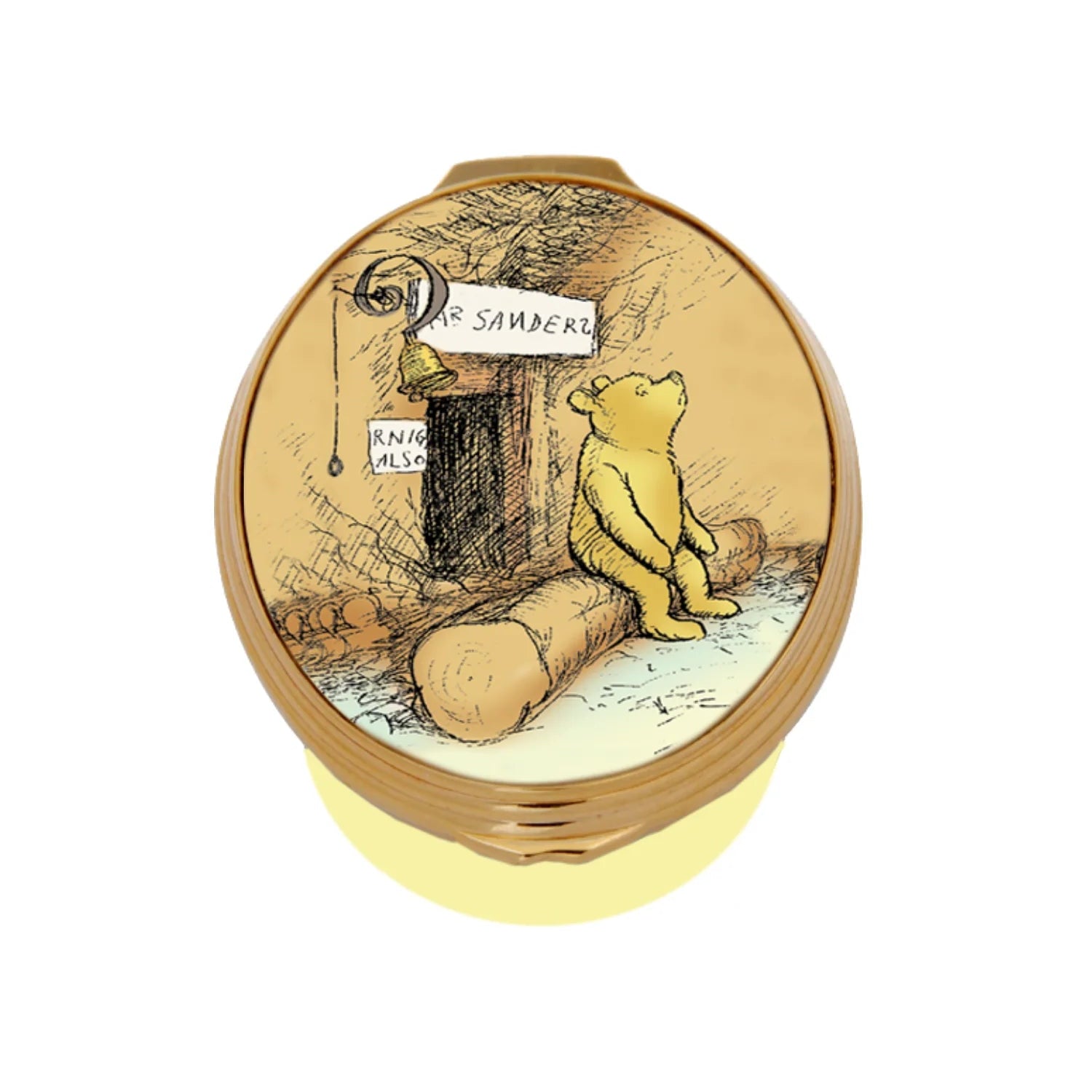 Halcyon Days Winnie-the-Pooh "A Little Consideration" Enamel Box - Daffodil Yellow-Goviers