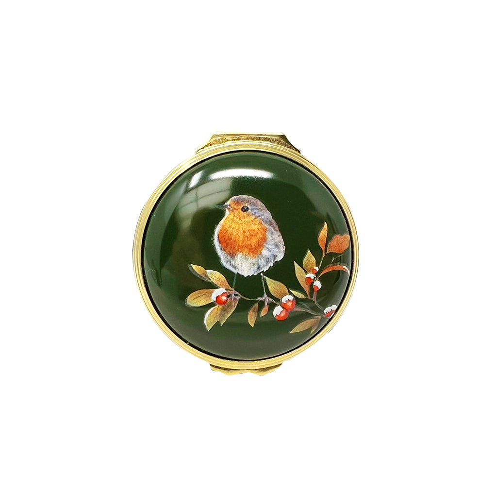 Halcyon Days Woodland Wildlife Robin Enamel Box-Enamel Boxes-Goviers