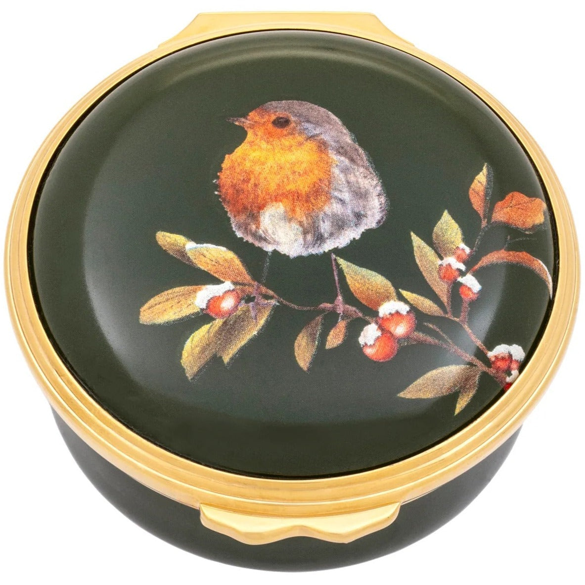 Halcyon Days Woodland Wildlife Robin Enamel Box-Enamel Boxes-Goviers