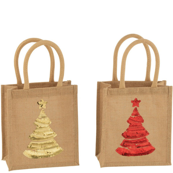 Jolipa Medium Embroidered Gift bags Christmas Tree Red & Gold Set of