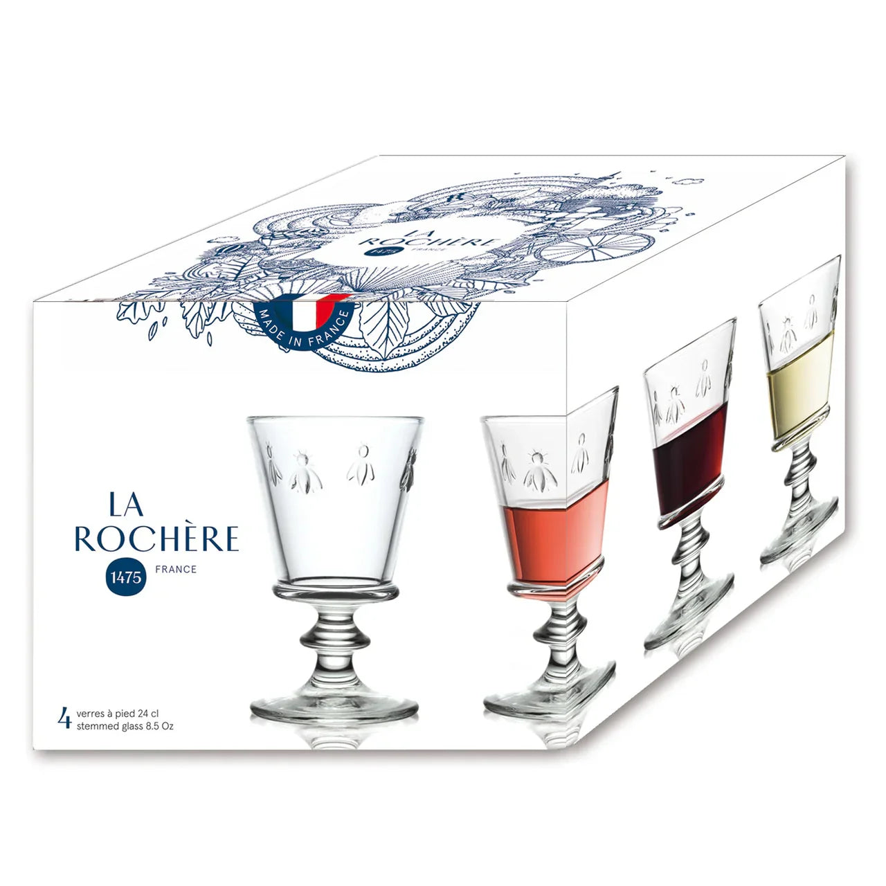 La Rochère Bee Stemmed Wine Glass Set of 4-Goviers