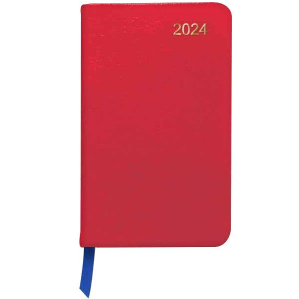 Leathersmith of London Canterbury 2024 Red Week-to-View Diary-Notebook-Goviers