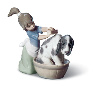 Lladro Bashful Bather Dog Figurine-Goviers