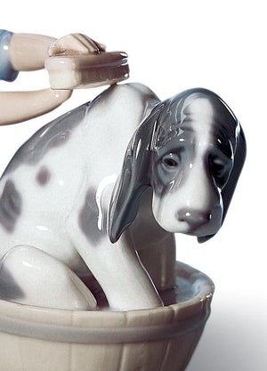 Lladro Bashful Bather Dog Figurine-Goviers