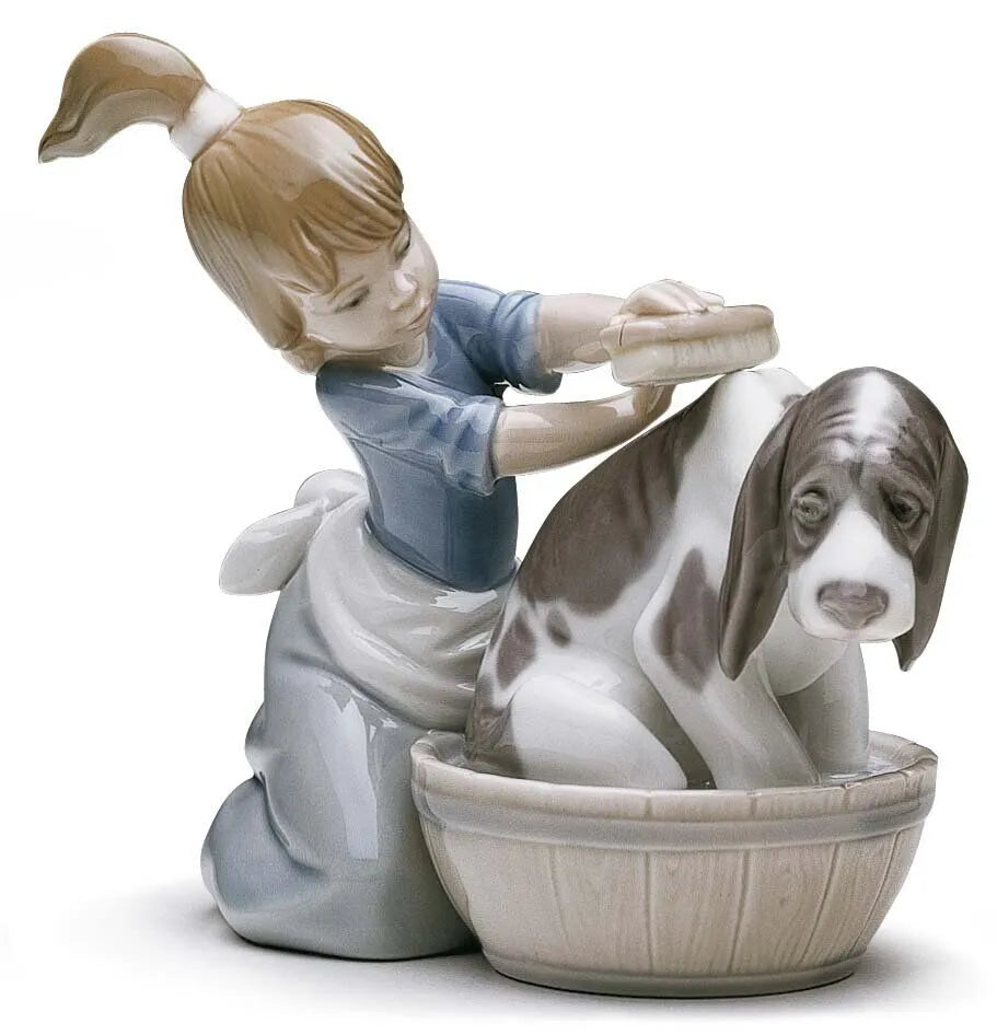 Lladro Bashful Bather Dog Figurine-Goviers