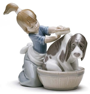 Lladro Bashful Bather Dog Figurine-Goviers