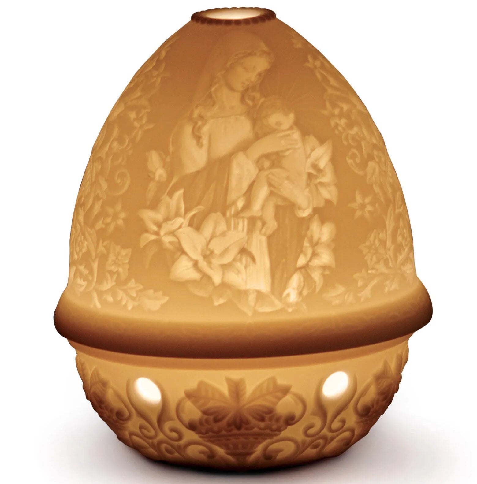 Lladro Madonna of the Flowers Lithophane Votive Light-Goviers