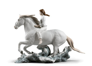 Lladro Riding Her Horse on the Seashore-Goviers