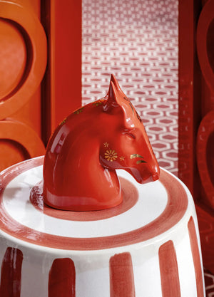 Lladro The Horse Sculpture. Red - gold-Goviers