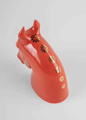 Lladro The Horse Sculpture. Red - gold-Goviers
