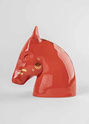 Lladro The Horse Sculpture. Red - gold-Goviers