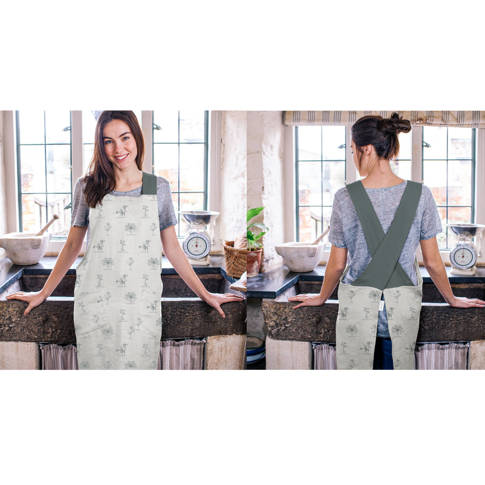 Mary Berry English Garden Flowers Cross Back Apron-Goviers