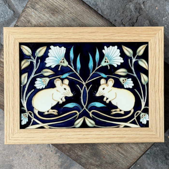 Moorcroft A Mouse Amid The Flowers Plaque-Goviers
