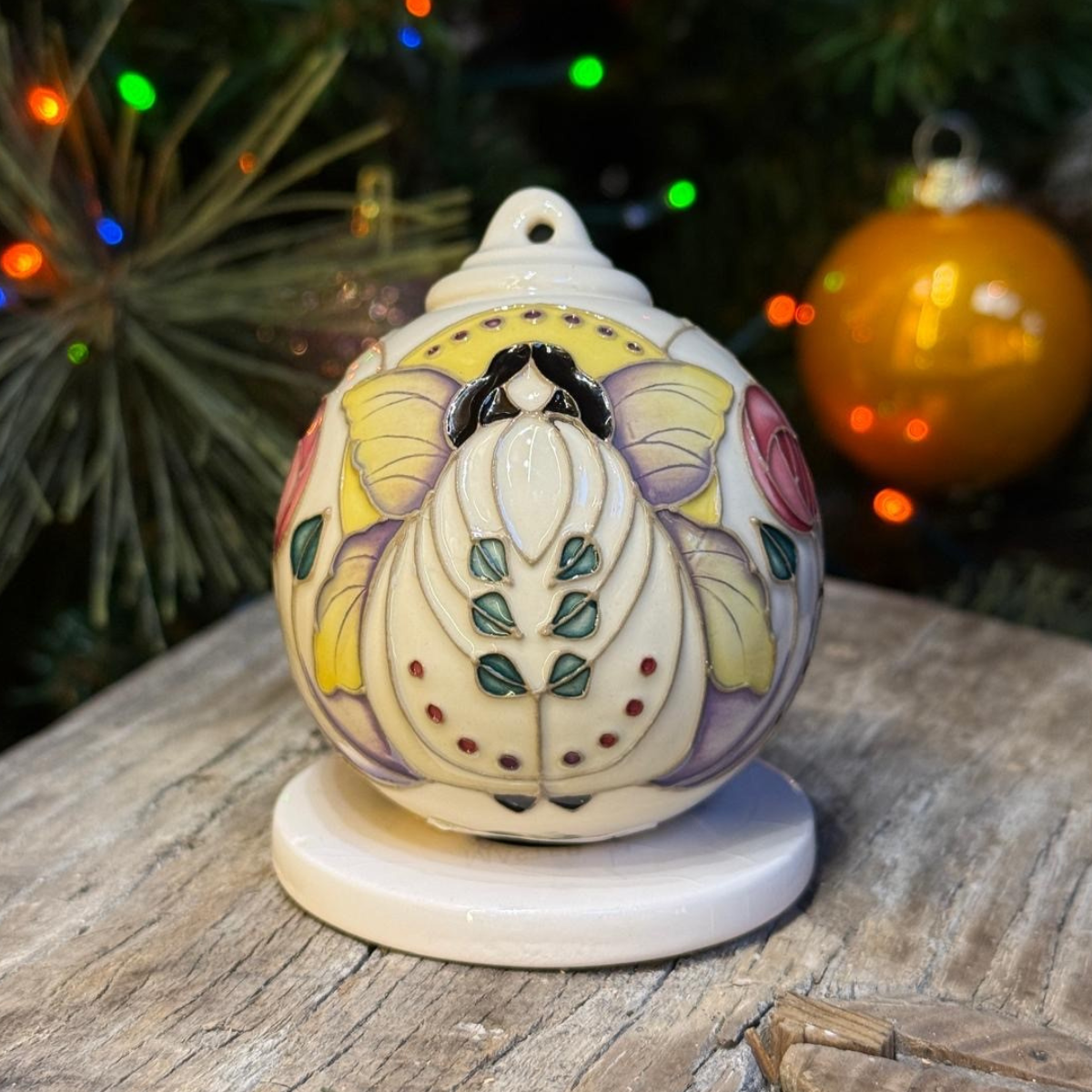 Moorcroft Angel And Rose Bauble NEW-Goviers