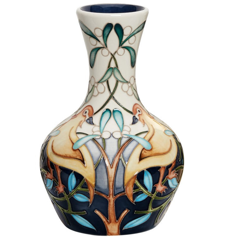 Moorcroft Birds and Mistletoe Birds Vase-Goviers