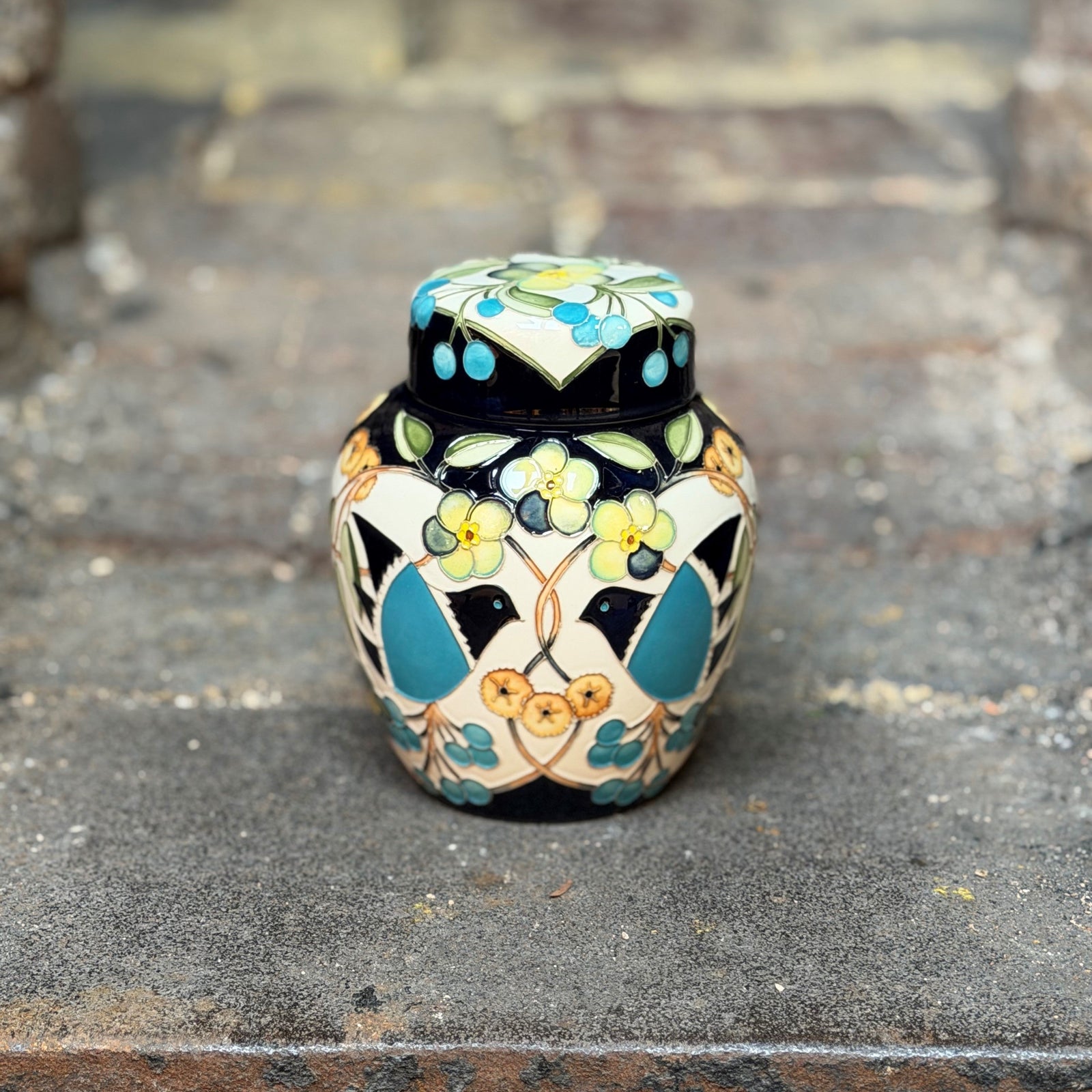 Moorcroft Embroidered Birds Ginger Jar-Goviers
