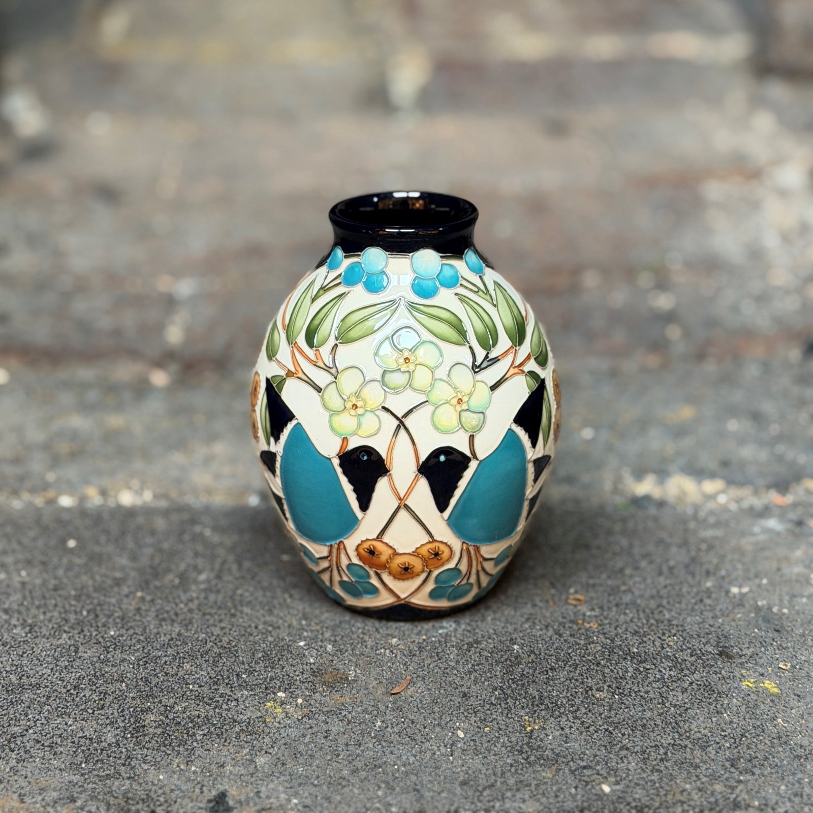 Moorcroft Embroidered Birds Vase 3/5-Goviers