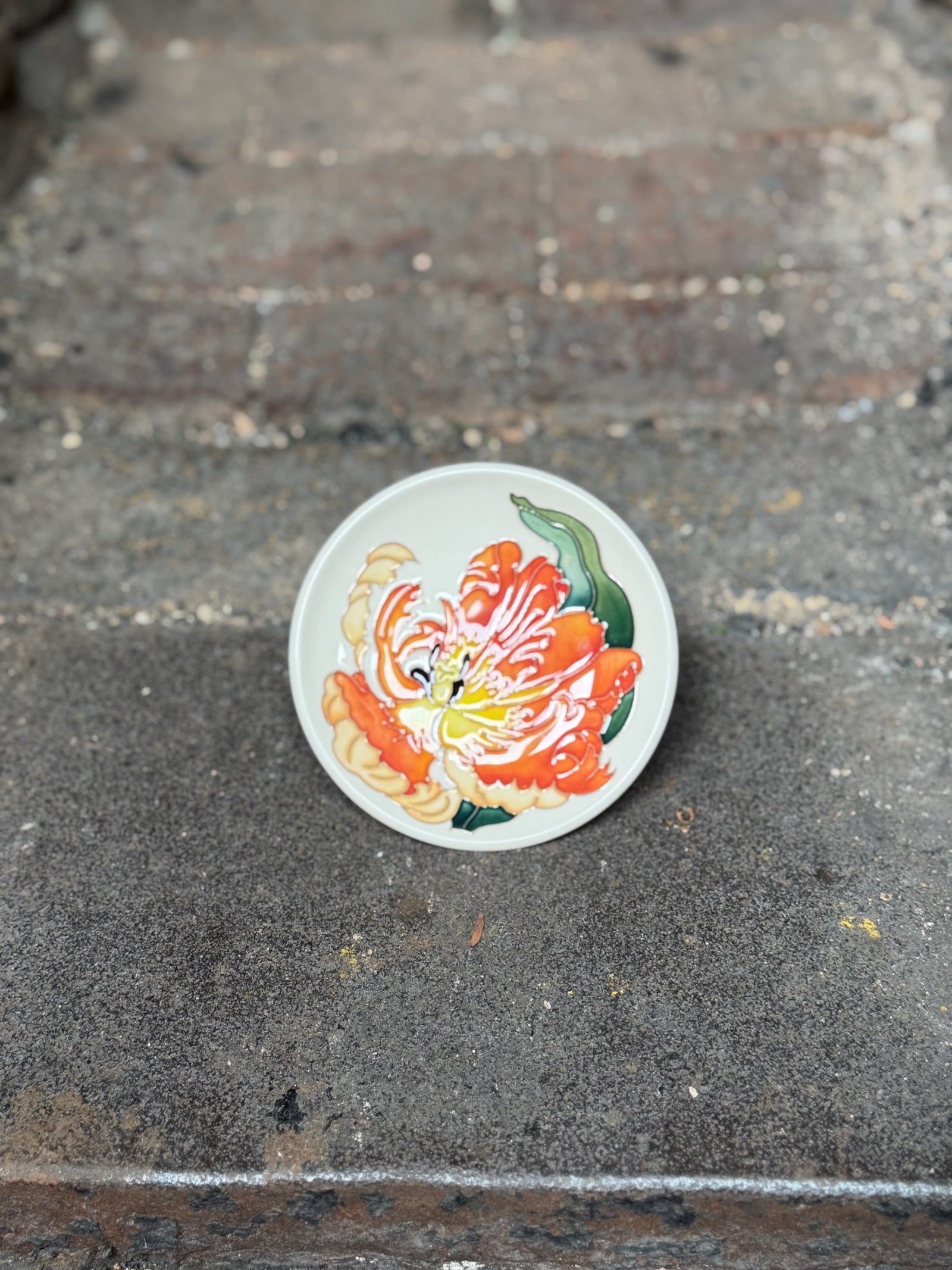 Moorcroft Flames of Spring Coaster - Orange-Goviers