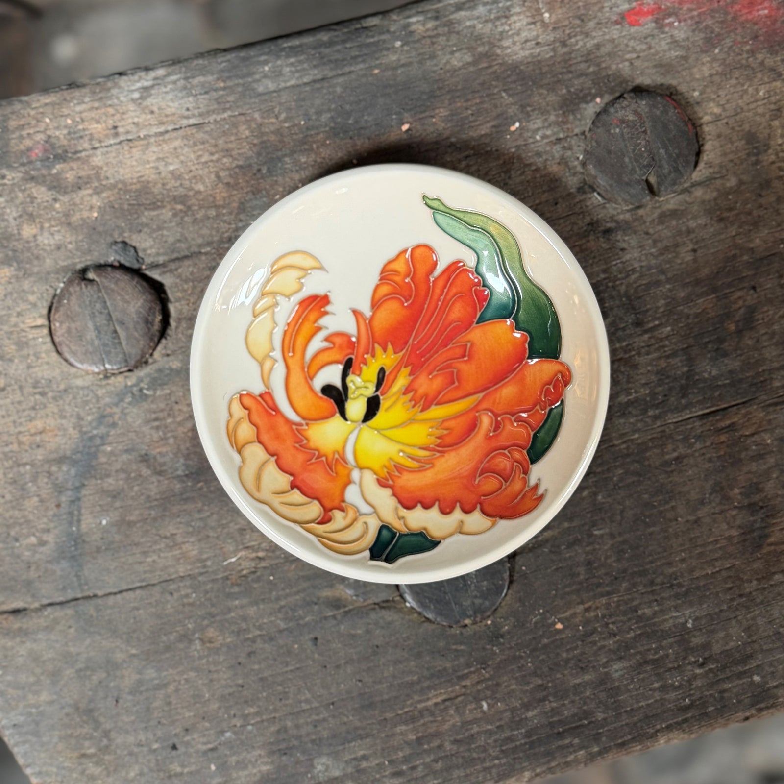 Moorcroft Flames of Spring Coaster - Orange-Goviers