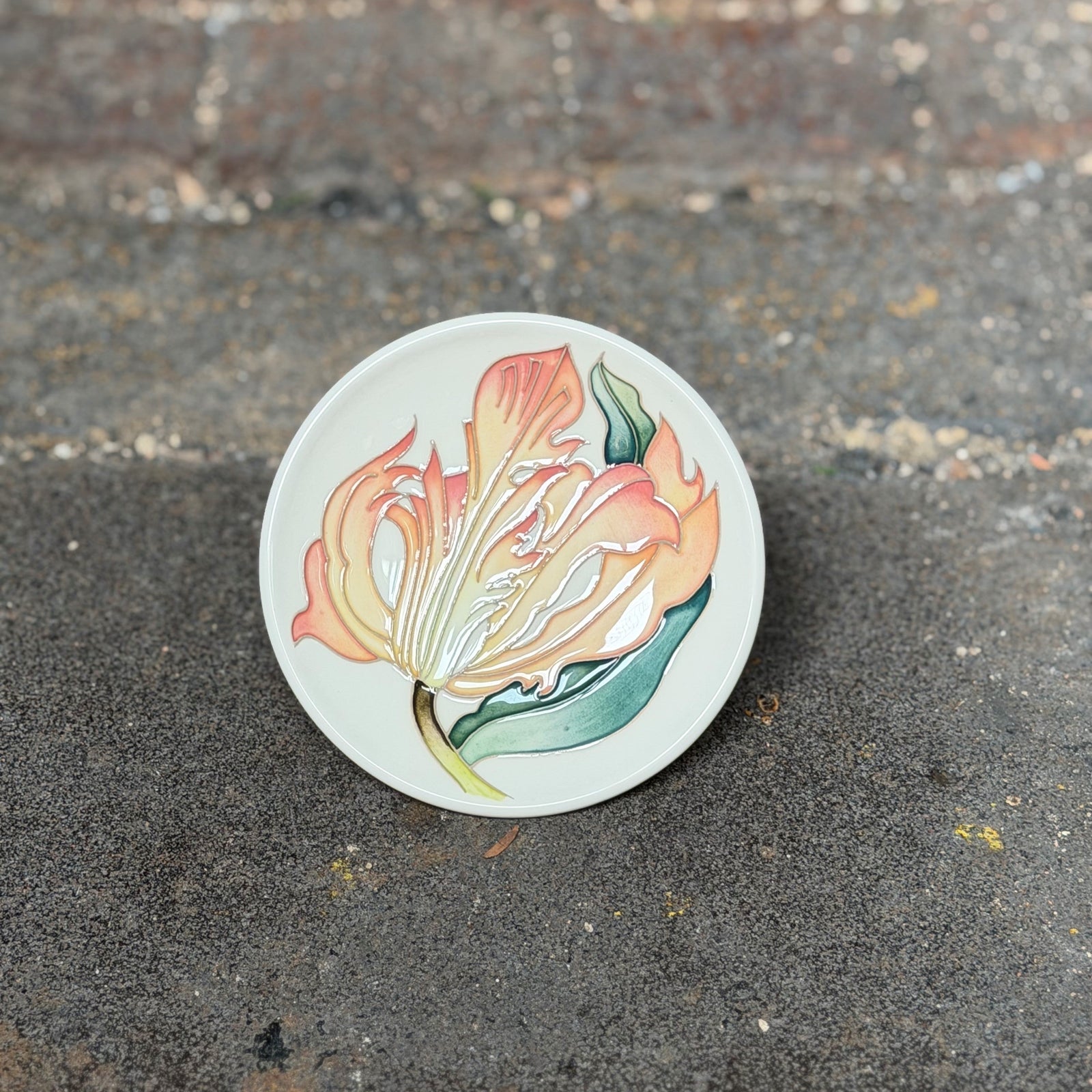 Moorcroft Flames of Spring Coaster - Pink-Goviers