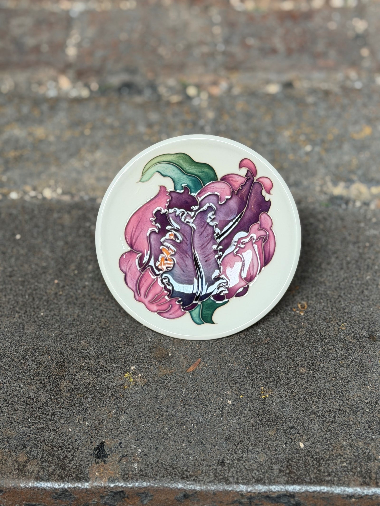 Moorcroft Flames of Spring Coaster - Purple-Goviers