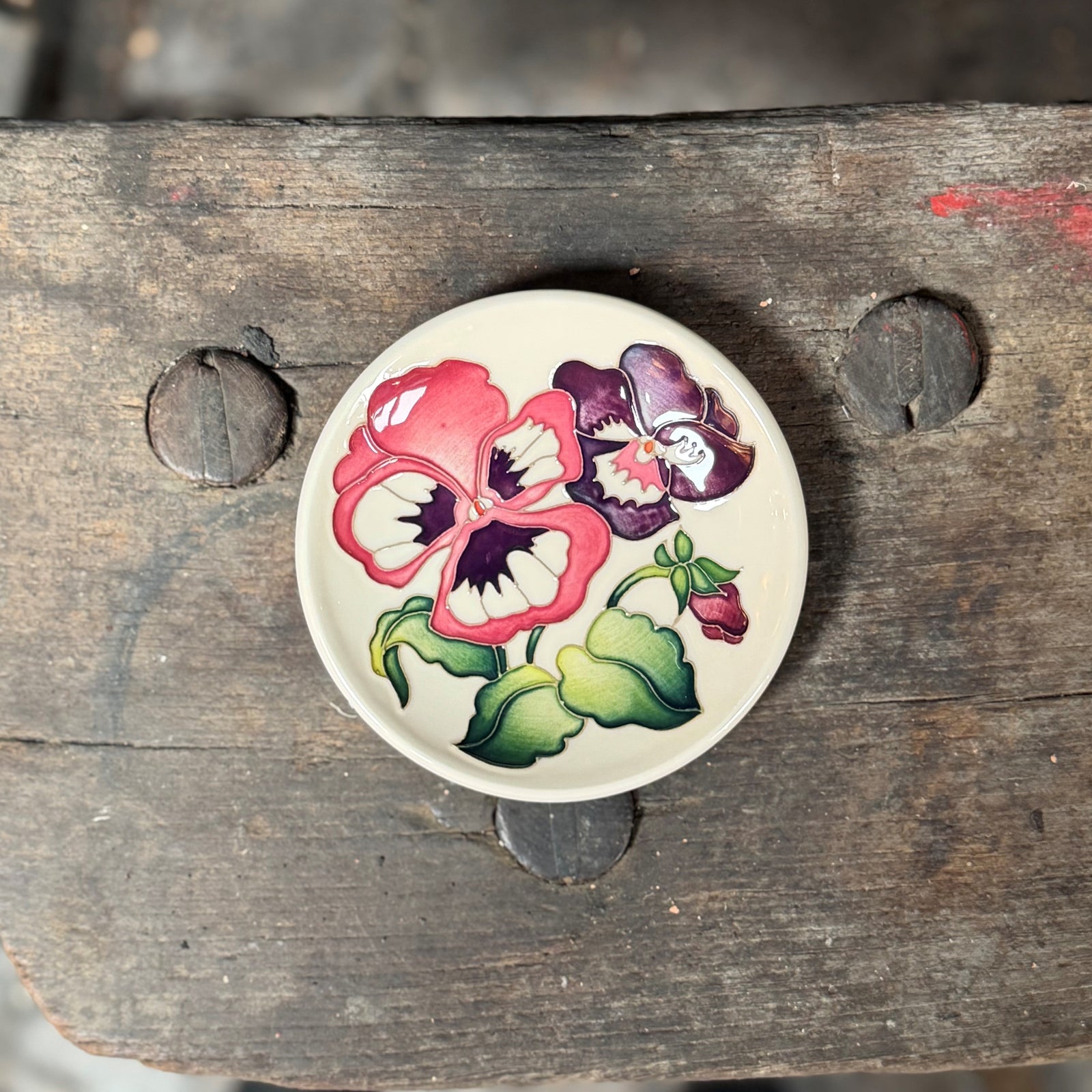 Moorcroft Garden Grace Pink Coaster-Goviers