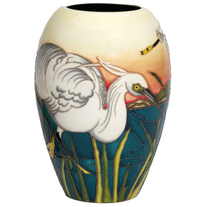 Moorcroft Little Egret Vase - Signed By Will Moorcroft-Goviers