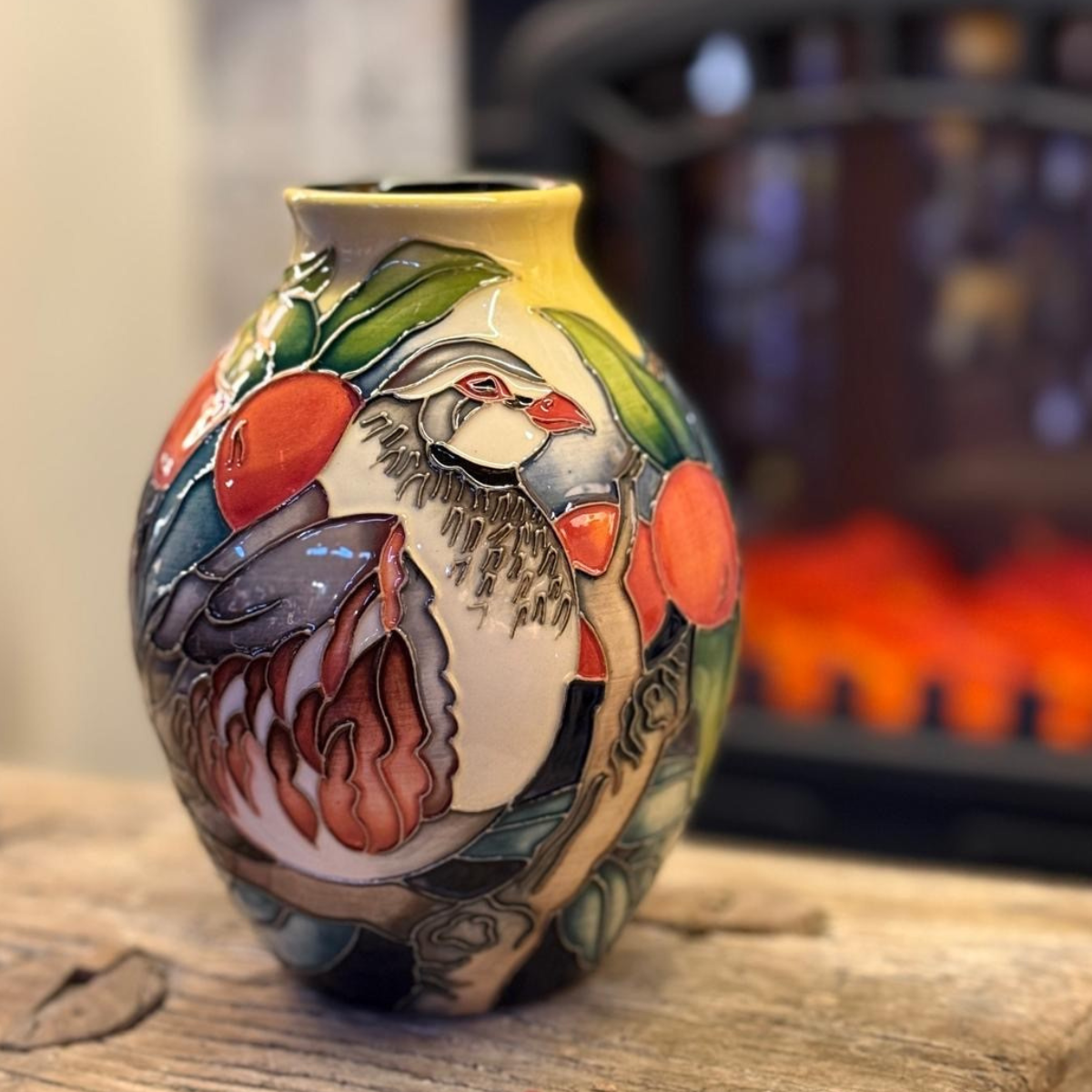 Moorcroft Partridge Orchard Vase 3/5 NEW-Goviers