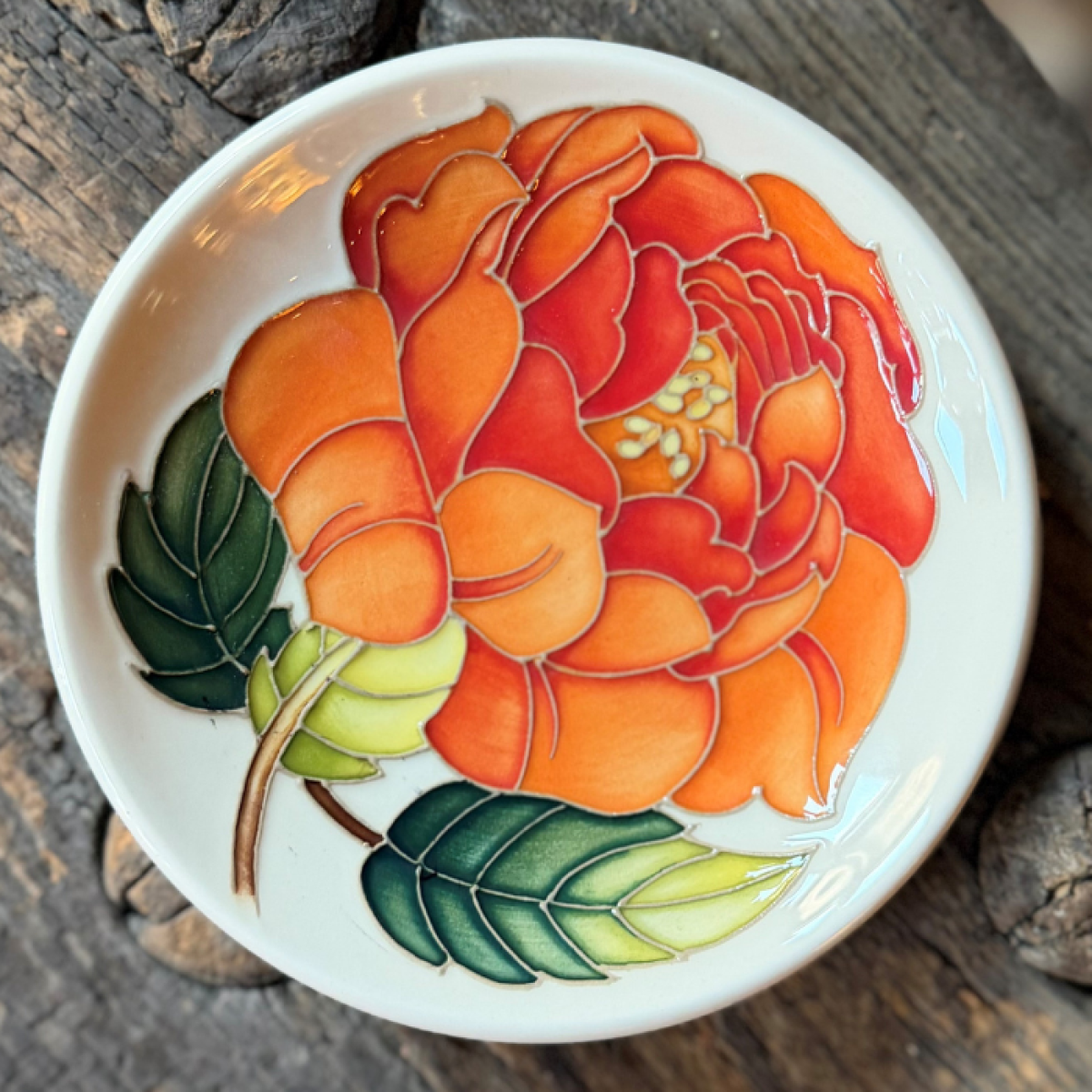 Moorcroft Rose of Liberty (Orange) Tray - Goviers of Sidmouth