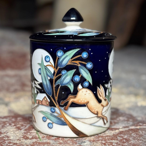 Moorcroft Whispers In The Snow Candle Jar - Blue-Goviers