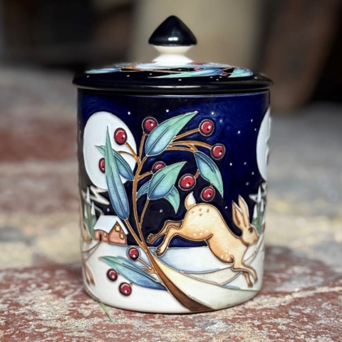 Moorcroft Whispers In The Snow Candle Jar - Red-Goviers