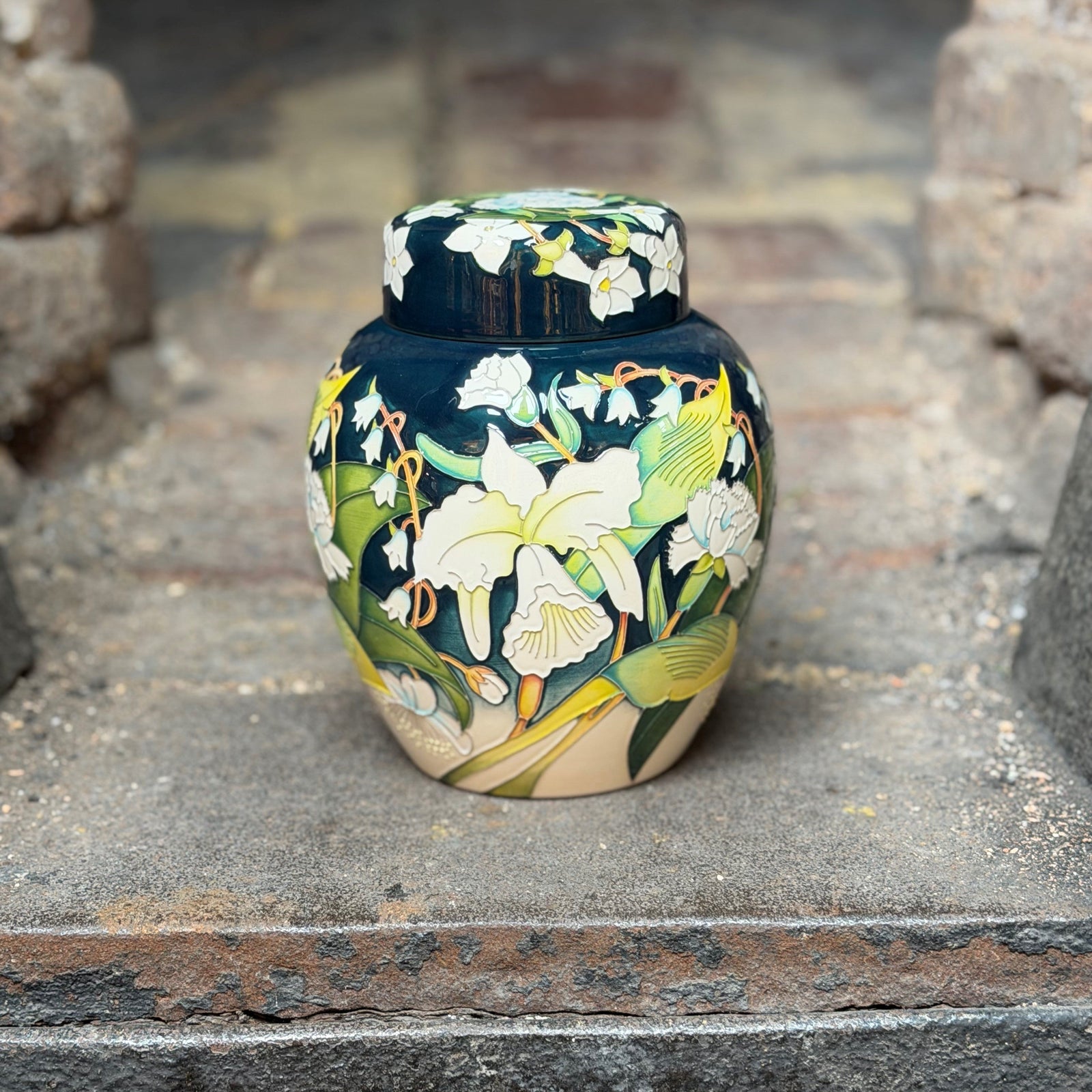Moorcroft White Bouquet Ginger Jar-Goviers
