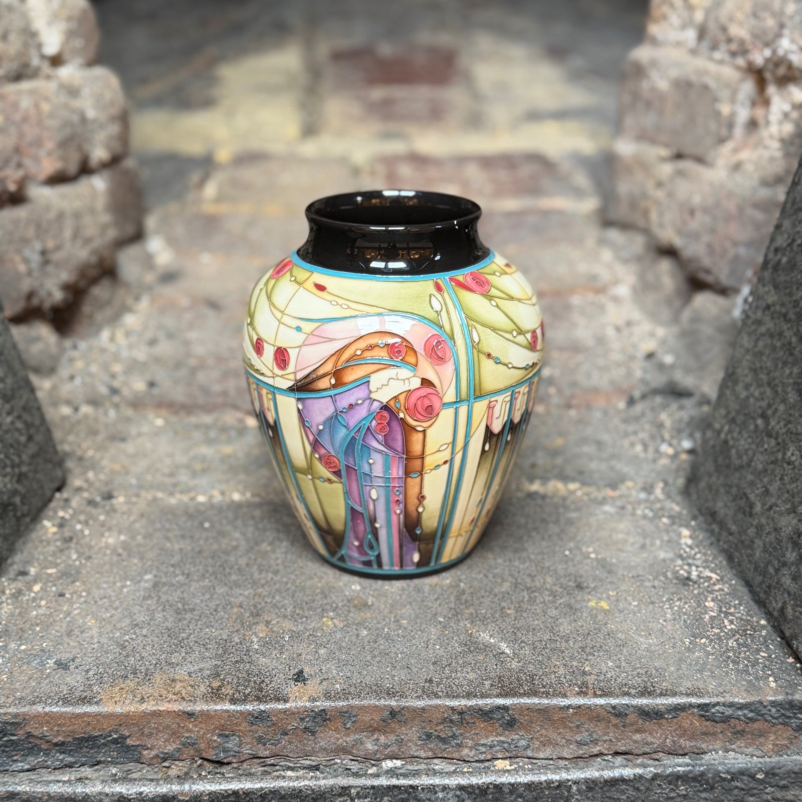 Moorcroft Women of the Glasgow style Collection- Mrs Mack Vase-Goviers