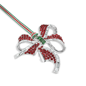 Newbridge Silverware Bow with Red Stones Christmas Tree Decoration-Goviers