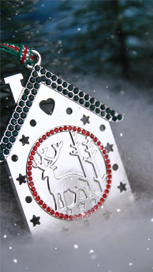 Newbridge Silverware Christmas House with Reindeer Tree Decoration-Goviers