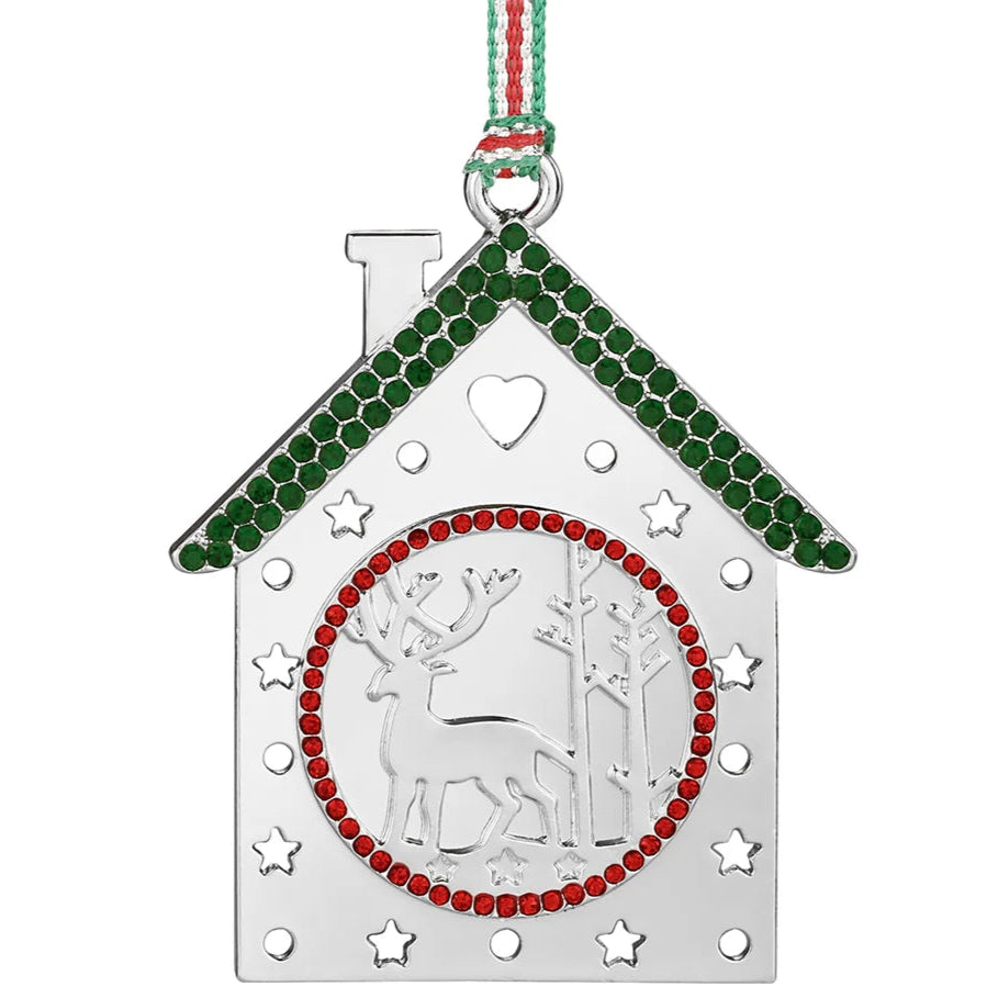 Newbridge Silverware Christmas House with Reindeer Tree Decoration-Goviers