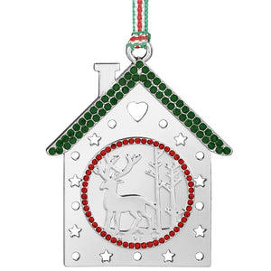 Newbridge Silverware Christmas House with Reindeer Tree Decoration-Goviers
