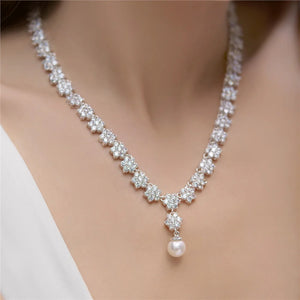 Newbridge Silverware Cubic Zirconia Cluster Floral Necklace-Goviers