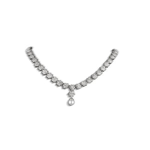 Newbridge Silverware Cubic Zirconia Cluster Floral Necklace-Goviers