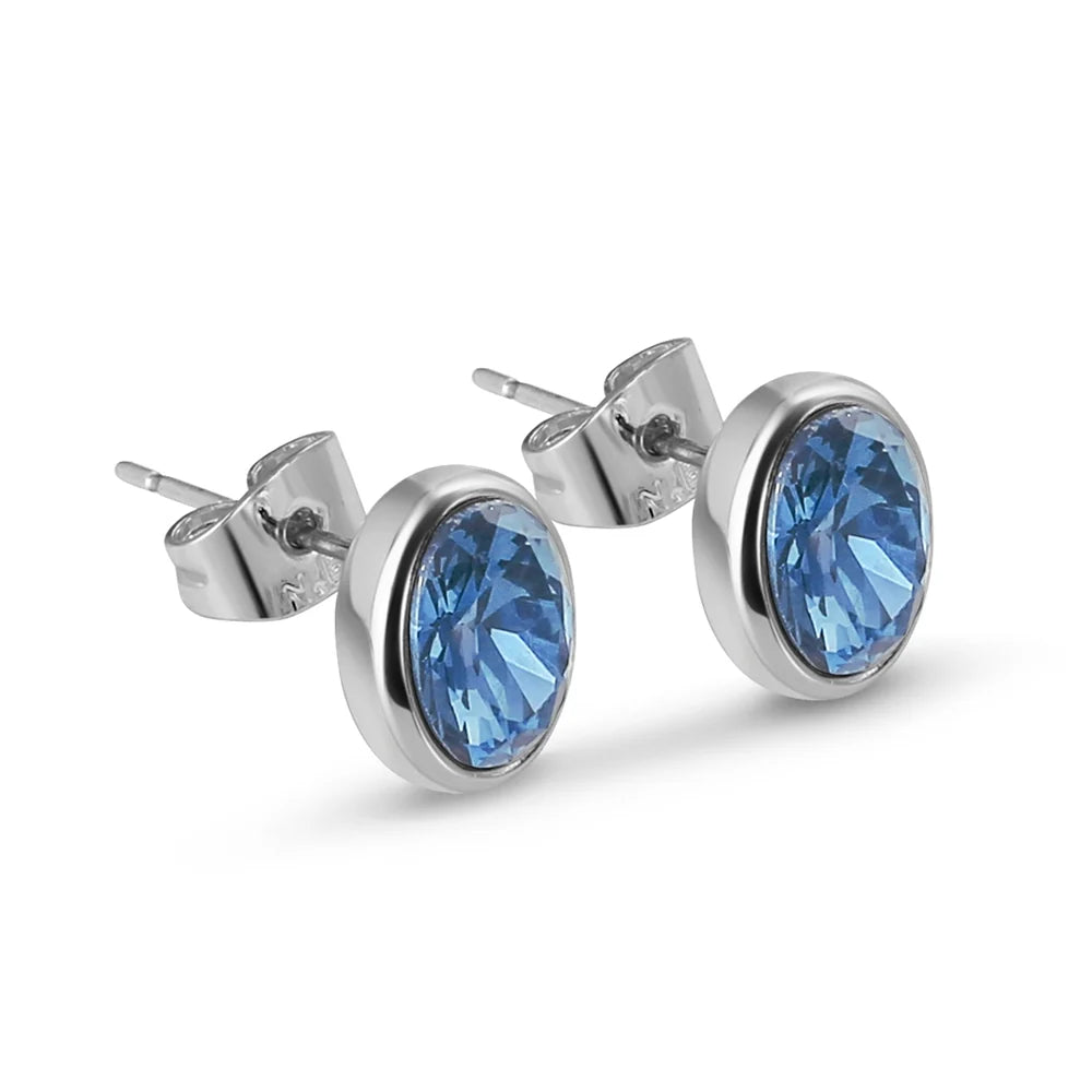Newbridge Silverware Dark Blue Stone Stud Earrings-Goviers