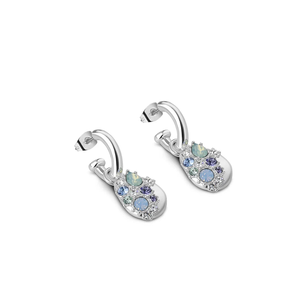 Newbridge Silverware Drop Earrings with Blue and Clear Stones-Goviers